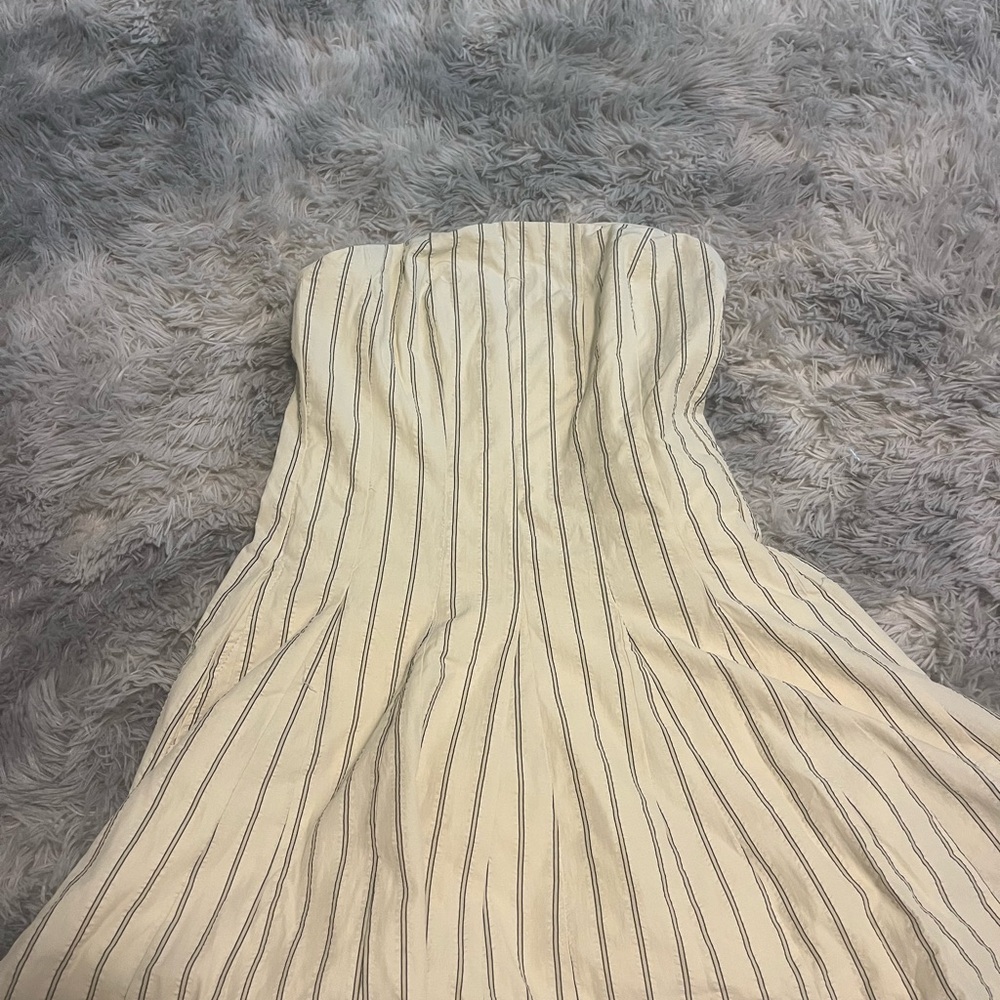 Peppermayo Cream Strapless Sheath Mini Dress